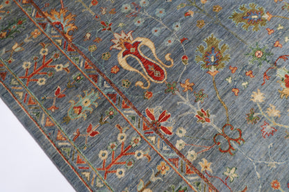 177 x 249 cm | Oriental Floral Gray Area Rug Afghan Hand Knotted Veg Dye Wool carpet