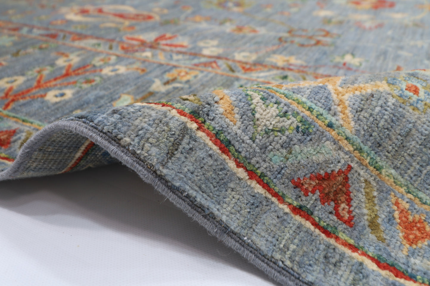 177 x 249 cm | Oriental Floral Gray Area Rug Afghan Hand Knotted Veg Dye Wool carpet