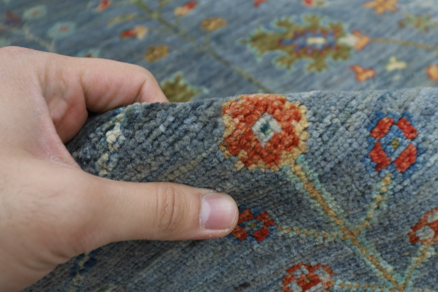 177 x 249 cm | Oriental Floral Gray Area Rug Afghan Hand Knotted Veg Dye Wool carpet