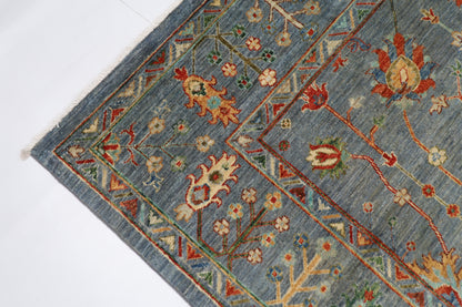 177 x 249 cm | Oriental Floral Gray Area Rug Afghan Hand Knotted Veg Dye Wool carpet