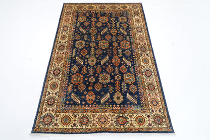 119 x 176 cm | Oriental Blue Area Rug Afghan Hand Knotted Veg Dye Wool carpet