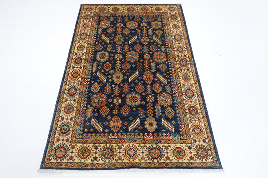 119 x 176 cm | Oriental Blue Area Rug Afghan Hand Knotted Veg Dye Wool carpet