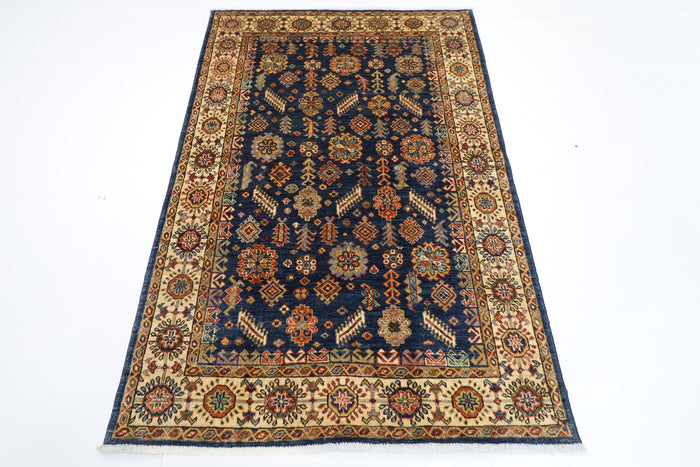 119 x 176 cm | Oriental Blue Area Rug Afghan Hand Knotted Veg Dye Wool carpet