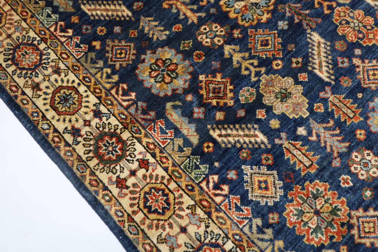 119 x 176 cm | Oriental Blue Area Rug Afghan Hand Knotted Veg Dye Wool carpet