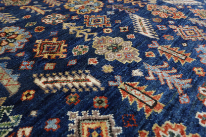 119 x 176 cm | Oriental Blue Area Rug Afghan Hand Knotted Veg Dye Wool carpet