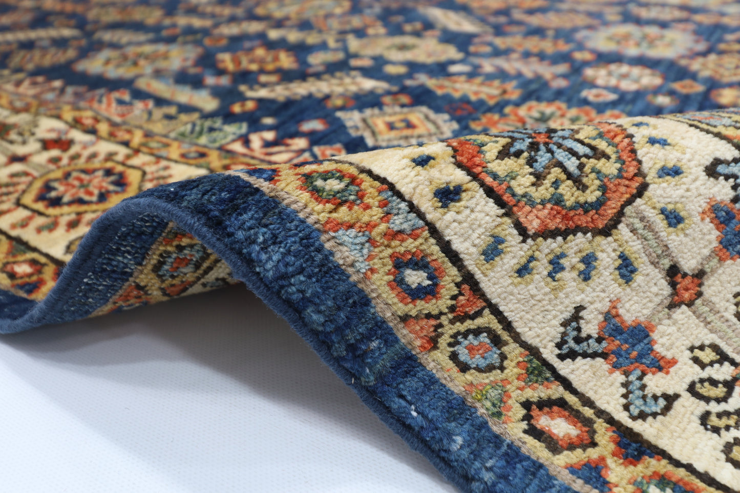 119 x 176 cm | Oriental Blue Area Rug Afghan Hand Knotted Veg Dye Wool carpet