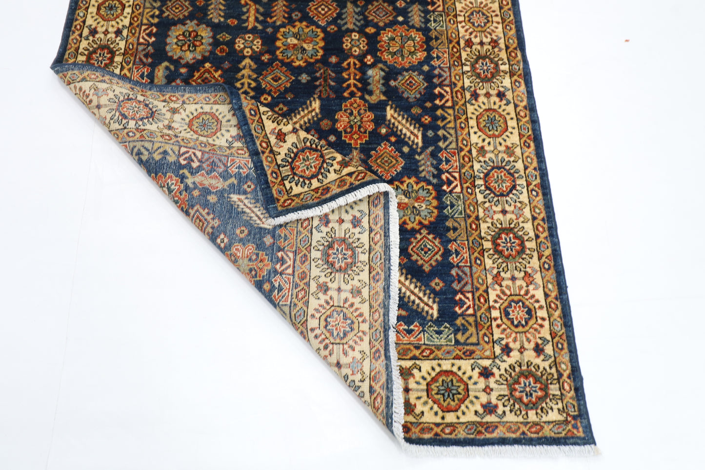 119 x 176 cm | Oriental Blue Area Rug Afghan Hand Knotted Veg Dye Wool carpet