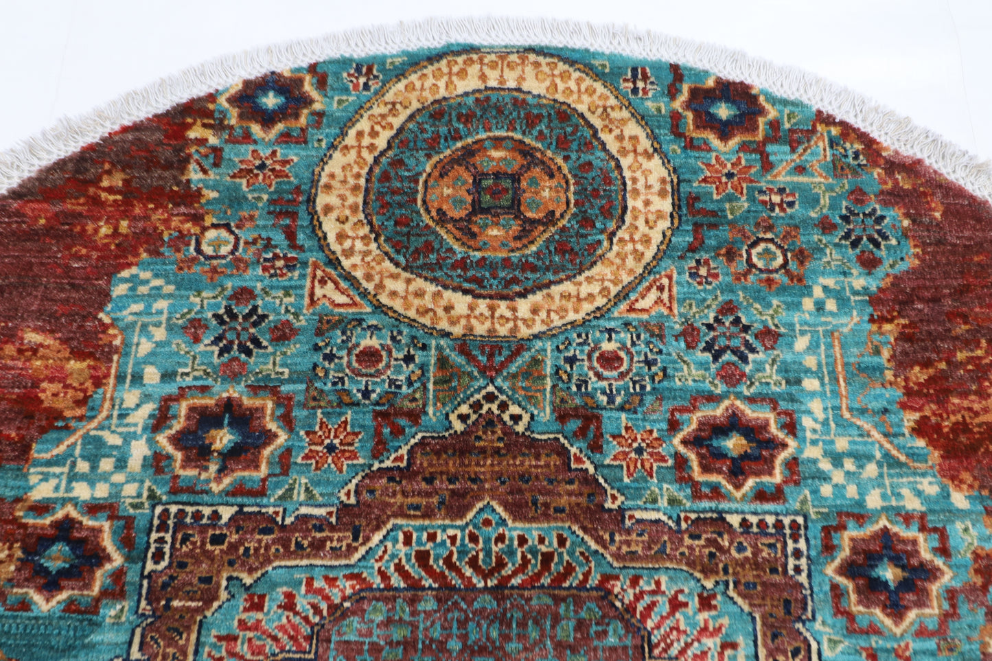 151 x 150 cm | Oriental Abstract Round Rug Afghan Hand Knotted Veg Dye Wool carpet