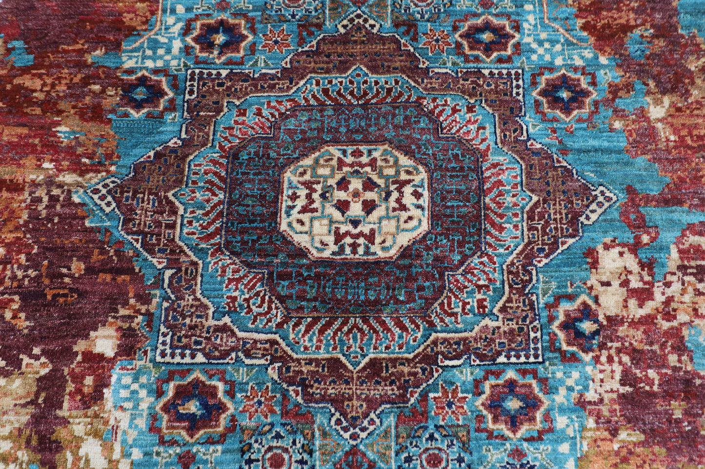 151 x 150 cm | Oriental Abstract Round Rug Afghan Hand Knotted Veg Dye Wool carpet
