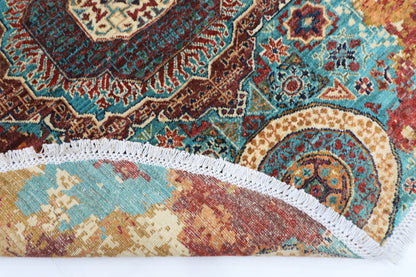 151 x 150 cm | Oriental Abstract Round Rug Afghan Hand Knotted Veg Dye Wool carpet