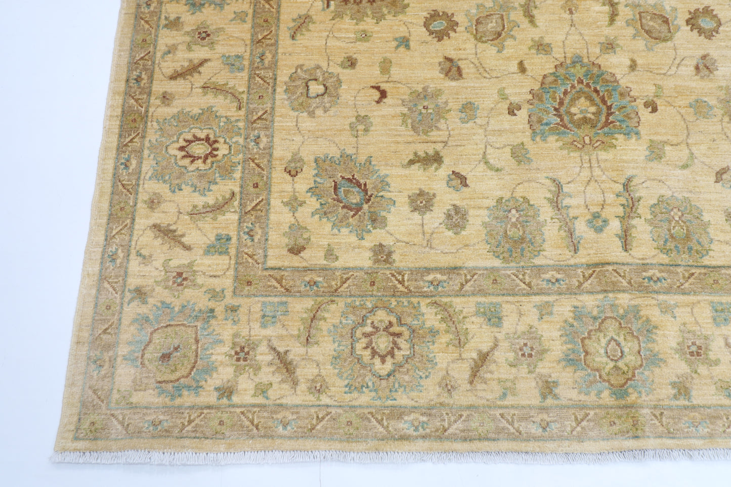 203 x 297 cm | Oriental Floral Beige Area Rug Afghan Hand Knotted Veg Dye Wool carpet