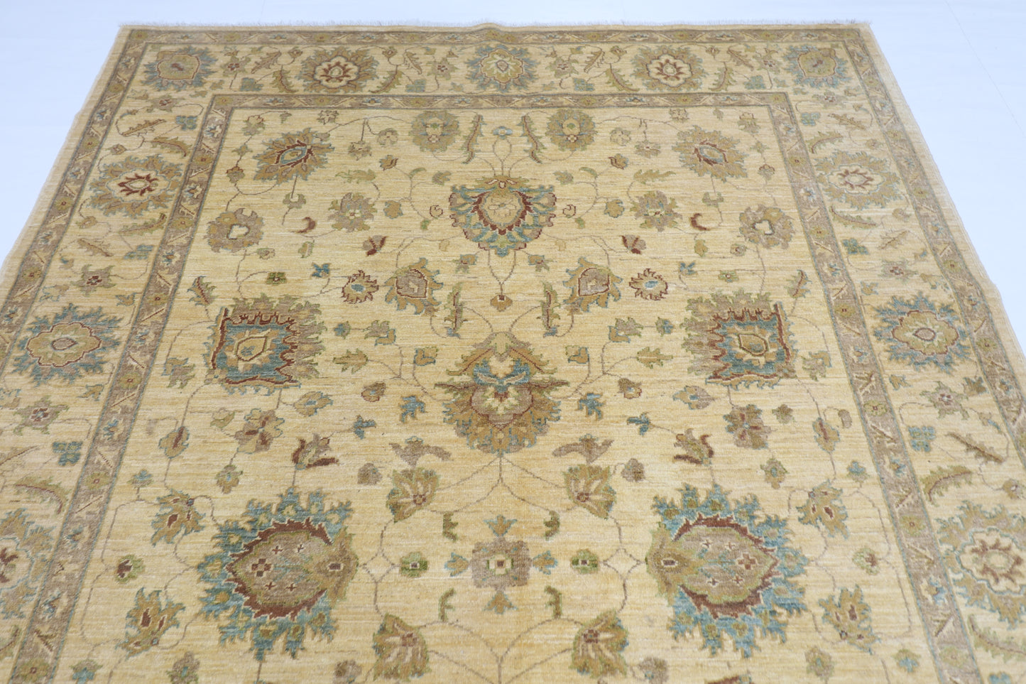203 x 297 cm | Oriental Floral Beige Area Rug Afghan Hand Knotted Veg Dye Wool carpet