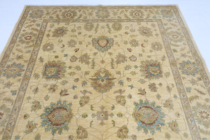203 x 297 cm | Oriental Floral Beige Area Rug Afghan Hand Knotted Veg Dye Wool carpet