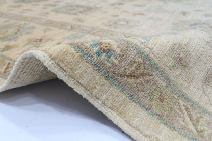 203 x 297 cm | Oriental Floral Beige Area Rug Afghan Hand Knotted Veg Dye Wool carpet
