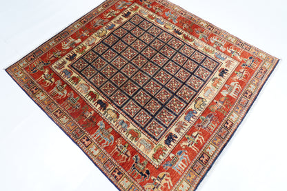 146 x 151 cm | Oriental Animal Square Rug Afghan Hand Knotted Veg Dye Wool carpet