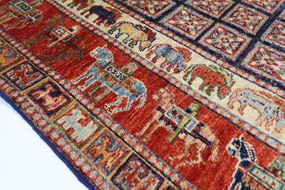 146 x 151 cm | Oriental Animal Square Rug Afghan Hand Knotted Veg Dye Wool carpet