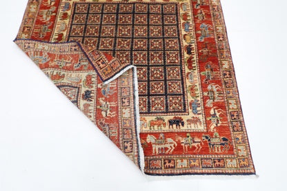 146 x 151 cm | Oriental Animal Square Rug Afghan Hand Knotted Veg Dye Wool carpet