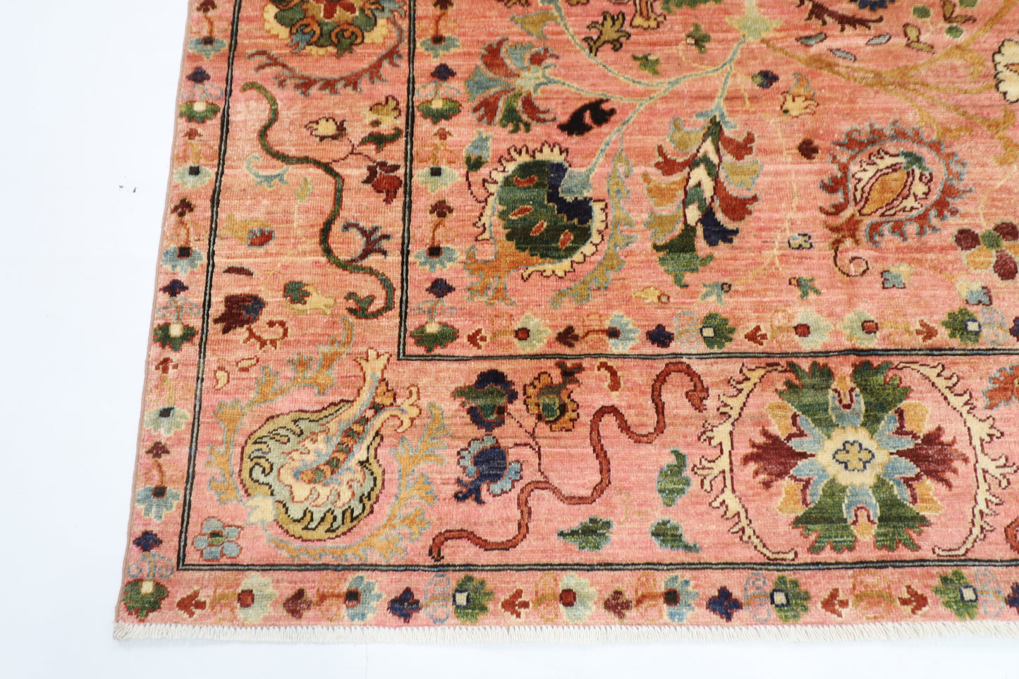 173 x 236 cm | Oriental Suzani Pink Area Rug Afghan Hand Knotted Veg Dye Wool carpet
