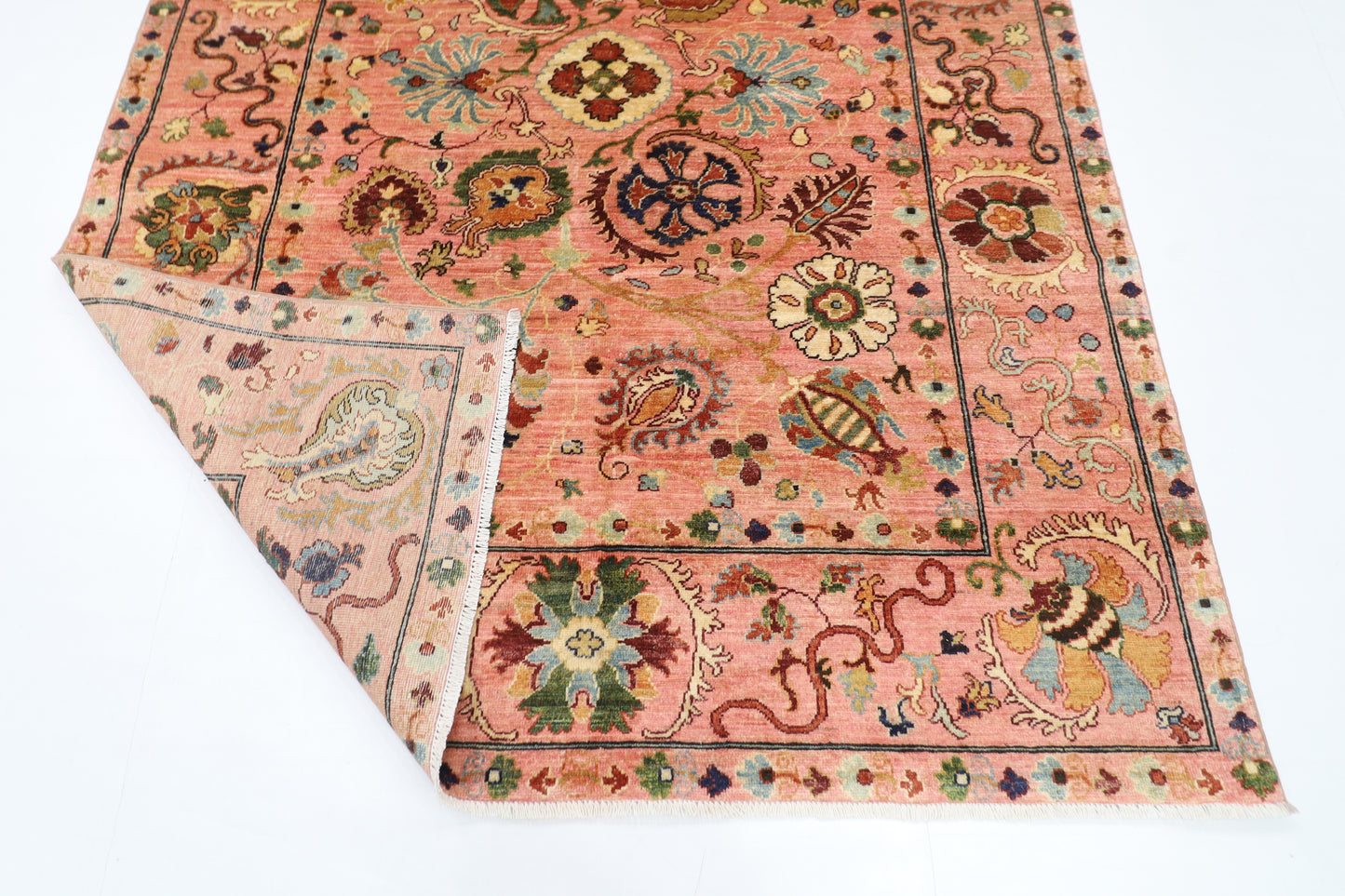 173 x 236 cm | Oriental Suzani Pink Area Rug Afghan Hand Knotted Veg Dye Wool carpet