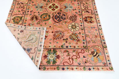 173 x 236 cm | Oriental Suzani Pink Area Rug Afghan Hand Knotted Veg Dye Wool carpet