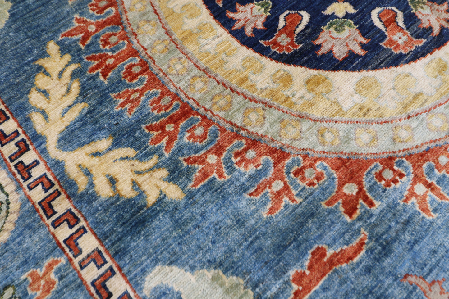 205 x 296 cm | Oriental Suzani Blue Area Rug Afghan Hand Knotted Veg Dye Wool carpet
