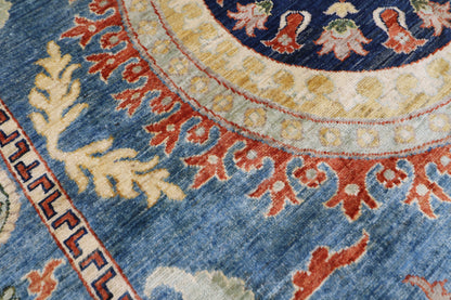 205 x 296 cm | Oriental Suzani Blue Area Rug Afghan Hand Knotted Veg Dye Wool carpet