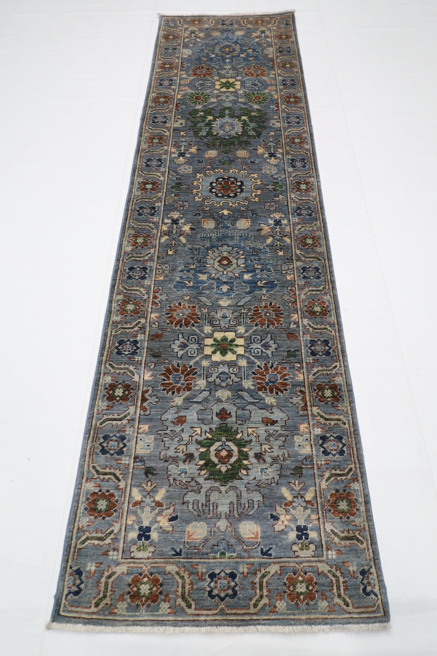 79 x 293 cm | Floral Tribal Runner Rug Afghan Hand Knotted veg Dye Wool carpet