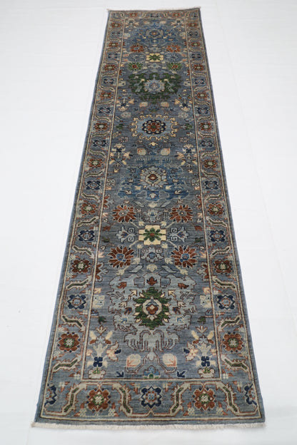 79 x 293 cm | Floral Tribal Runner Rug Afghan Hand Knotted veg Dye Wool carpet