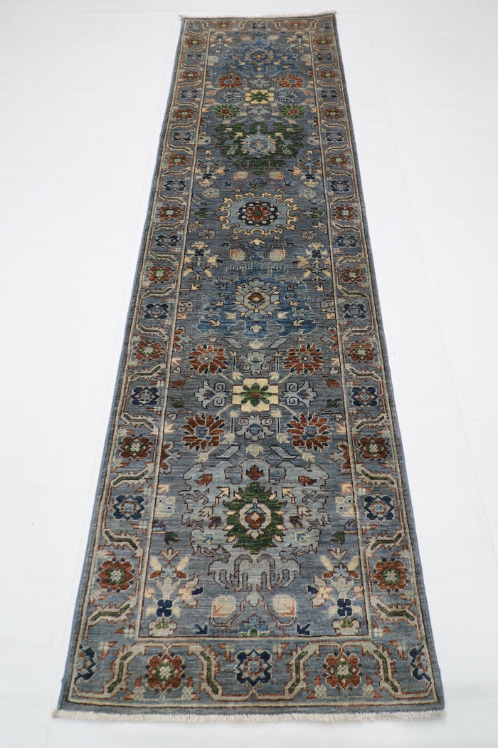 79 x 293 cm | Floral Tribal Runner Rug Afghan Hand Knotted veg Dye Wool carpet