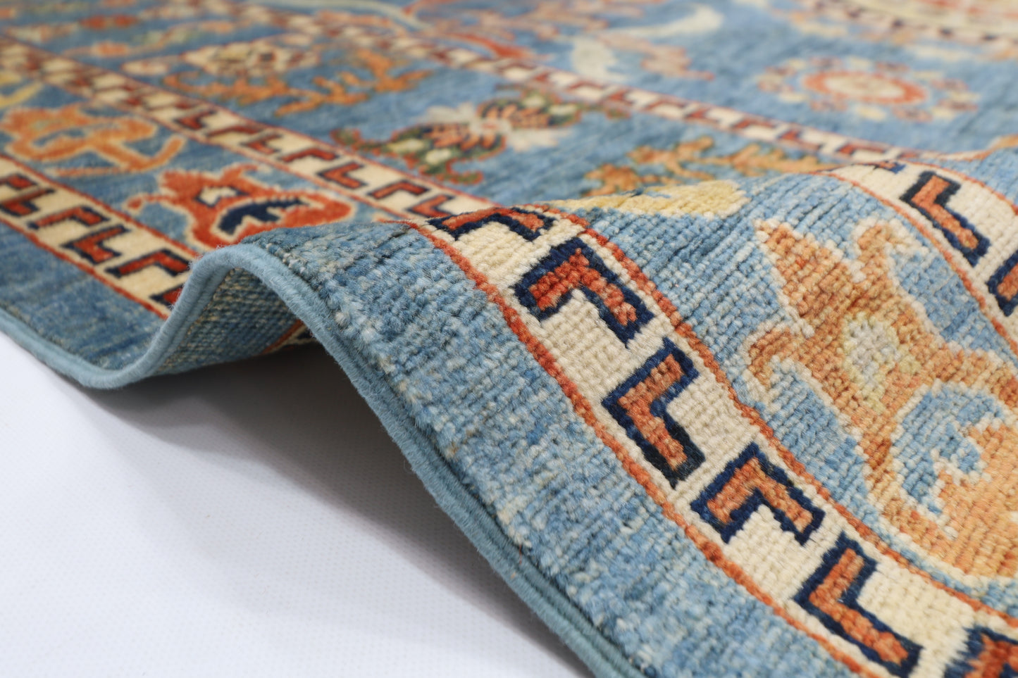 205 x 296 cm | Oriental Suzani Blue Area Rug Afghan Hand Knotted Veg Dye Wool carpet