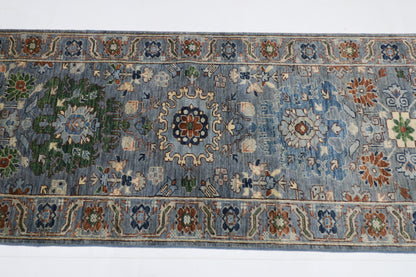 79 x 293 cm | Floral Tribal Runner Rug Afghan Hand Knotted veg Dye Wool carpet