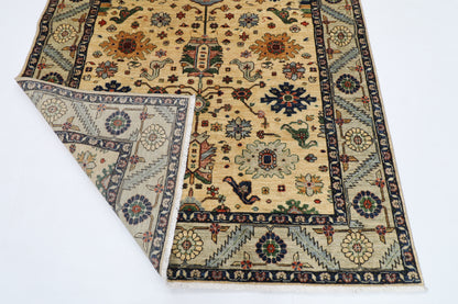 157 x 215 cm | Oriental Floral Beige Area Rug Afghan Hand Knotted Veg Dye Wool carpet