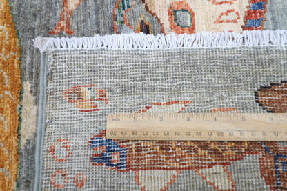 184 x 272 cm | Oriental Fish Gray Area Rug Afghan Hand Knotted Veg Dye Wool carpet