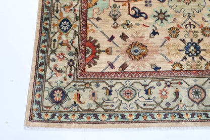 179 x 268 cm | Oriental Floral beige Area Rug Afghan Hand Knotted Veg Dye Wool carpet