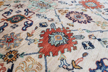 179 x 268 cm | Oriental Floral beige Area Rug Afghan Hand Knotted Veg Dye Wool carpet