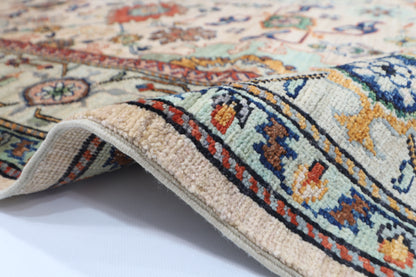 179 x 268 cm | Oriental Floral beige Area Rug Afghan Hand Knotted Veg Dye Wool carpet