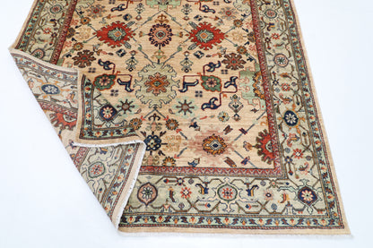 179 x 268 cm | Oriental Floral beige Area Rug Afghan Hand Knotted Veg Dye Wool carpet