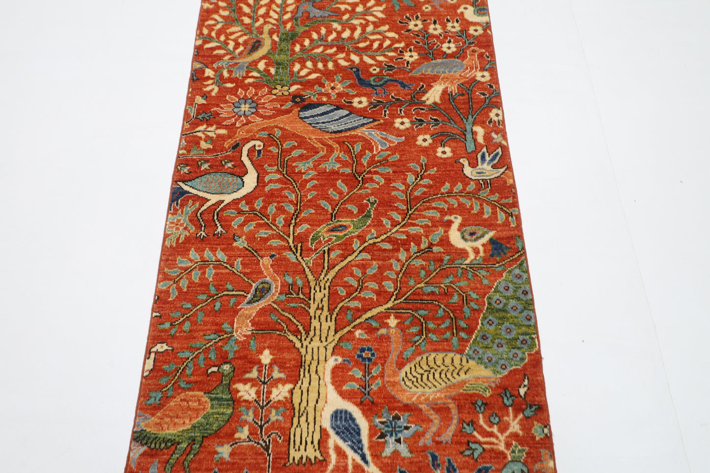 81 x 288 cm | Birds Tribal Runner Rug Afghan Hand Knotted veg Dye Wool carpet