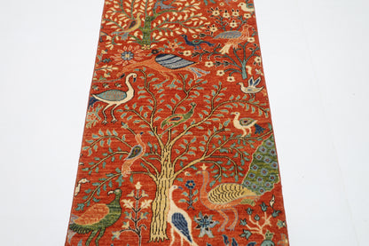 81 x 288 cm | Birds Tribal Runner Rug Afghan Hand Knotted veg Dye Wool carpet