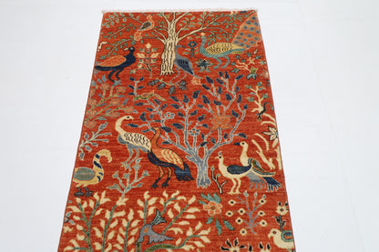 81 x 288 cm | Birds Tribal Runner Rug Afghan Hand Knotted veg Dye Wool carpet