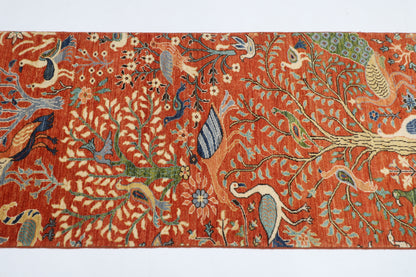 81 x 288 cm | Birds Tribal Runner Rug Afghan Hand Knotted veg Dye Wool carpet