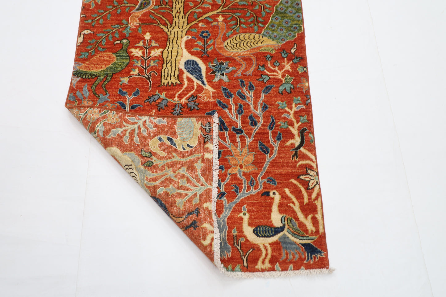 81 x 288 cm | Birds Tribal Runner Rug Afghan Hand Knotted veg Dye Wool carpet