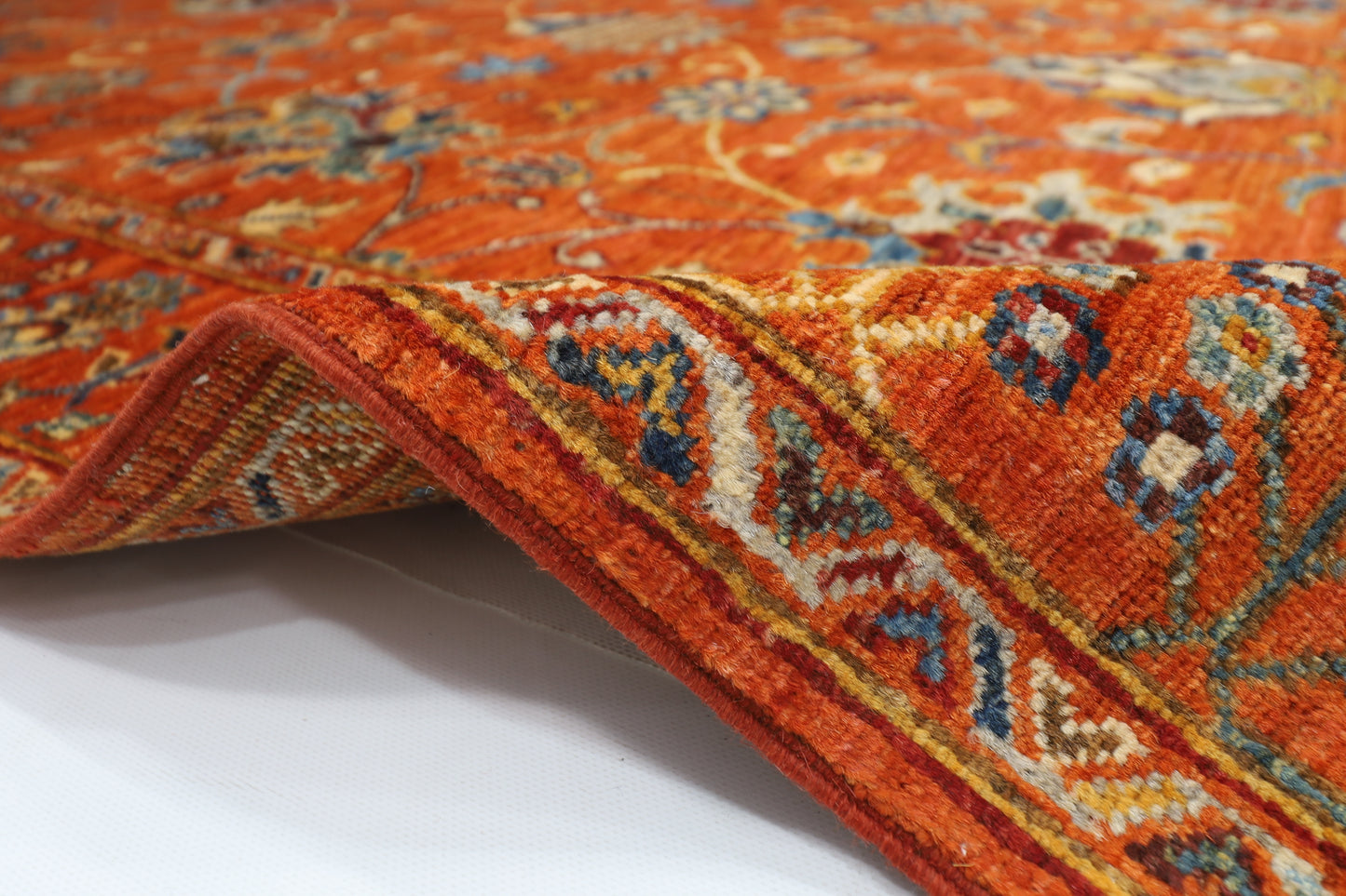 152 x 196 cm | Oriental Floral Orange Area Rug Afghan Hand Knotted Veg Dye Wool carpet