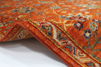 152 x 196 cm | Oriental Floral Orange Area Rug Afghan Hand Knotted Veg Dye Wool carpet