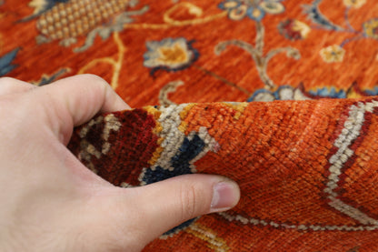 152 x 196 cm | Oriental Floral Orange Area Rug Afghan Hand Knotted Veg Dye Wool carpet