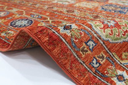 198 x 296 cm | Tribal Waziri Orange Area Rug Afghan Hand Knotted Veg Dye Wool carpet