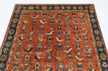 153 x 190 cm | Tribal Birds Area Rug Afghan Hand Knotted Veg Dye Wool carpet