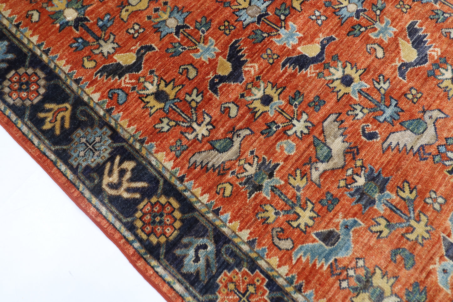 153 x 190 cm | Tribal Birds Area Rug Afghan Hand Knotted Veg Dye Wool carpet