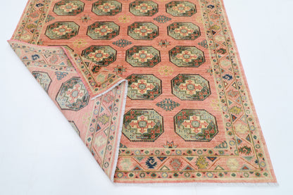 197 x 304 cm | Tribal Ersari Pink Area Rug Afghan Hand Knotted Veg Dye Wool carpet