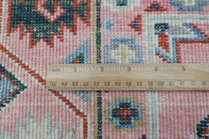 197 x 304 cm | Tribal Ersari Pink Area Rug Afghan Hand Knotted Veg Dye Wool carpet
